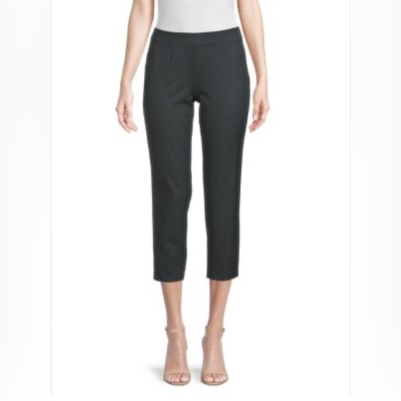 PIAZZA SEMPIONE Side Zip Virgin Wool Blend  Cropped Pants Size 12 Dark Moss - Picture 1 of 12